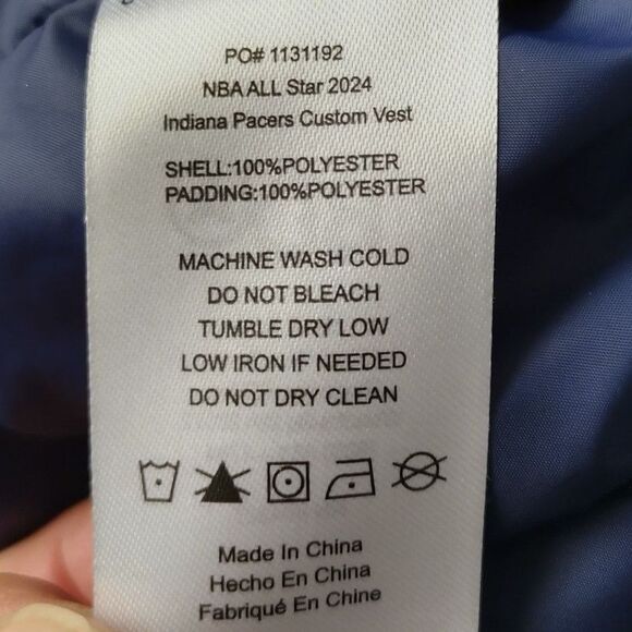 NBA All Star 2024 Indy Indianapolis Volunteer Puffer Vest w/ Hood L Blue Yellow - Picture 6 of 6